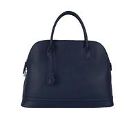 FrasiBags Große Damen-Handtasche aus echtem Leder, Damentasche mit Anhänger, Ledertaschen Made in Italy, blau, 40x31x16cm