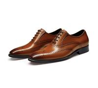 FRASOICUS Men’s Dress Shoes with Genuine Leather in Classic Brogue Elastic Band Oxford Formal
