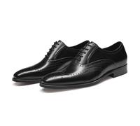 FRASOICUS Men’s Dress Shoes with Genuine Leather in Classic Brogue Elastic Band Oxford Formal