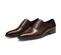 FRASOICUS Men’s Dress Shoes with Genuine Leather in Classic Brogue Elastic Band Oxford Formal
