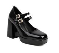 Frau Punk High Heels Pumps Mary-Janes Schuhe Große Patent Frauen Heels Dance Party Hochzeit Schuhe,Schwarz,47 EU