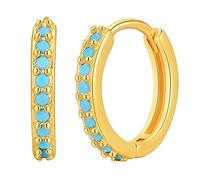Frauen 18 Karat Gold Ohrringe Türkis Ohrringe Glänzende Zirkonia Ohrringe Schmuck Geschenke Doppelt Ohrringe (B, One Size)
