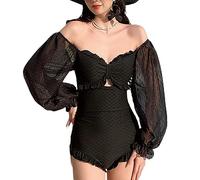 Frauen 2022 EIN Stück Badeanzug Monokini Body Solide Bademode Weibliche Off Schulter Badeanzug Schwimmen Anzug Weibliche Prinzessin Monokini Bodysuit