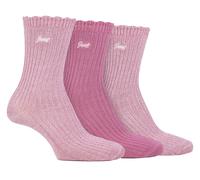 Frauen Bamboo Boot Socken | Jeep | Cute Ribbed Scalloped Ankle Socks für Damen, Anti Blister Knit gepolsterte Socken - Cerise / Creme EU 37 - 42