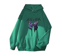 Frauen Casual Einfarbig Hoodie Jacke Langarm Loose Fit Y2K E-Girl ÜBergroßE Engel Schmetterling Gedruckt Sweatshirt Streetwear Kapuzenmantel Fashion Teenager MäDchen Kleidung