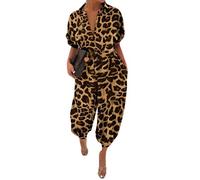 Frauen EinfarbigBlumen Lang Romper Playsuit Freizeit Jumpsuit Damen Sommer Hosenanzug Sommer Strand Beachwear Romper Einteiler V-Ausschnitt Casual Lose Overalls Jumpsuit Damen Elegant Kurzarm