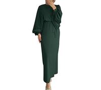 Frauen Elegant Muslim Hijab Kleidung Islam Dubai Abaya Gebetskleid Einfarbig Lose Einteilige Gebetskleid Volle Abdeckung Muslimische Mode Fledermausärmel Jilbab Hijab Robe Frauen Kleid