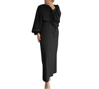 Frauen Elegant Muslim Hijab Kleidung Islam Dubai Abaya Gebetskleid Einfarbig Lose Einteilige Gebetskleid Volle Abdeckung Muslimische Mode Fledermausärmel Jilbab Hijab Robe Frauen Kleid
