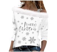 Frauen Geschenk Weihnachten Weihnachtspullover Gestrickt Weihnachts Tshirt Damen Große Größen Damenpullover Langarm Langarmshirt Schwarz Christmas Langarmshirts Pulli Y2K Hässlicher Pullover