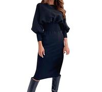 Frauen Kleider Party Elegant, Frauen Bodycon Kleid Sweater Midi Kleid Damen Party Langarm Casual Kleid Kleid Kleid für Frauen Sommer (Schwarz M)