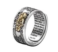 Frauen Männer Geschenk Buddhistische Schmuck Ring Pixiu Feng Shui Amulett Reichtum Viel Glück Einstellbare Ring,Gold,Men's