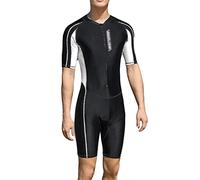 Frauen/Männer High Neck Einteiliger Badeanzug Bademode Bodysuit-Trikot mit Reißverschluss Badeanzüge Boyleg Ganzanzug Legsuit Sport-Badeanzug Strandmode Surfanzug Schwimmanzug Männer Schwarz 5XL