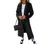 Frauen Mantel aus Wolle - Eleganter Langmantel mit Doppelreihenknopfleiste, Weicher Wollmantel für Herbst und Winter