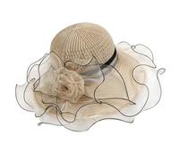 Frauen Mesh Sonnenhut Eleganter Kleiderhut Schöner Fischerhut mit Blumen Modische Strandhüte Leichter Brauthut Weiche Freizeitmütze Atmungsaktiver Eimer Hut für Kirche, Hochzeiten, Reise, Teeparty