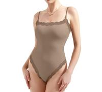 Frauen Mode Einfarbig Sexy Spitze Strap Sport Fitness Schlank Yoga Tragen Sportswear Weihnachten Schlafanzug Damen (Khaki, S)