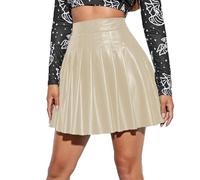 Frauen Mode Faltenrock Taille Hohe Lederrock Rock Sommer Rock Lang Damen Sommer Damen Knielang Hosenrock Knielang Maxirock Klamotten Plissee Lang Röcke