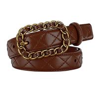 Frauen Moderner Gesteppter Leder Gürtel für Kleider, Jeans und Hosen, Designer Modischer und Trendiger Damen schmaler Taillen Gürtel, Leichter Geflochtener Kettenschnalle , Feminines Modeaccessoires