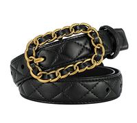 Frauen Moderner Gesteppter Leder Gürtel für Kleider, Jeans und Hosen, Designer Modischer und Trendiger Damen schmaler Taillen Gürtel, Leichter Geflochtener Kettenschnalle , Feminines Modeaccessoires