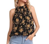 Frauen Neckholder Druck Weste Tops Baumwolle weich Sommer ärmelloses T-Shirt Cami Tops Damen Stehkragen Neckholder Tank Top ärmellos Tie Back Shirts Weste Tops Sommer Tops für Frauen Casual T-Shirts