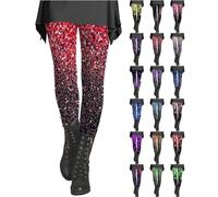 Frauen Pailettenhose Lang Glitzer Leggings Party Skinny Glitzerhose Stretch Glitzerhose Bequem Freizeithose Glitzer Hose Lang Festlich Rave Party Silvester Outfit Tanzhosen Disco Pailettenleggings