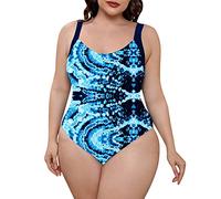Frauen Plus Größe Einteiler Badeanzüge V-Ausschnitt Bademode Bauchkontrolle Rüschen Gepolsterter Badebekleidung Einteiliger Badeanzug Schwimmanzug Große Größe Monokini Bademoden Grosse Groessen