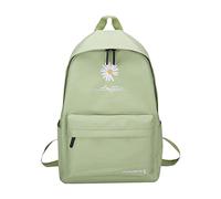 Frauen Rucksack Schultertasche, Gänseblümchen-Stickerei, Schultasche für Teenager, Mädchen, Studenten, Reisen, Tagesrucksack, Grün