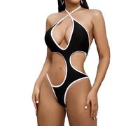 Frauen sexy Criss Kreuz Halter Bademode Ausgeschnitten Backless Monokini Cheeky Badeanzug Strand tragen Bikini