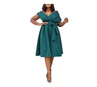 Frauen Sexy Gegen Nackenkleid Kurzarm A-line Party Kleid Hohe Taille Hochzeits Gastkleider