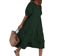Frauen Sommer Kleid Sexy Strand Kleid Frauen Retro Sommer Kleid Heiße Sonne Kleid Frauen Bohemian Strand Rock Lange Strand Kleid Frauen Badeanzug Cover Up Rundhals Damen Kleid Grün XXL