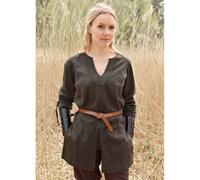 Battle-Merchant - Mittelalter Tunika Ylva für Frauen, Tailliertes frühmittelalter Hemd, Schildmaid Outfit, LARP, Wikinger, Pirat, Kostüm (M, Olivgrün)