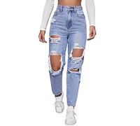 Frauen Y2K Hohe Taille Jeans Gothic Baggy Gothic Cargo Jeans Breites gerades Bein Punk Denim Hosen Lose Hosen Streetwear, #2-5, Groß