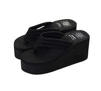 Frauennach -Sandalen Mit Plattform Sohlen - Leichte Strandpantoletten Für Damen Bequeme Flip-Flops Beliebte Schuhwahl Auf Reisen Freizeit Pantoletten Damen Mit Fussbett Lässig Bold（Black, 37