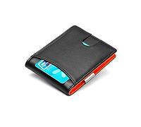 FRCOLOR 1 Stück Hochwertiges RFID Herren Geldbörse Echtem Ultrathin Business Portemonnaie mit Karten Münzfach Schule