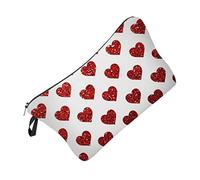 FRCOLOR 1stück Roter Herzförmiger Kosmetikbeutel Druck Praktischer Reißverschluss-Handtasche Für Makeup Und Persönliche Pflegeartikel