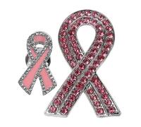 FRCOLOR 2 Stück Broschen Pin aus Legierung mit Rosa Schleife Brustkrebs Bewusstseins Anstecker Vielseitiges Schmuck Accessoire für Frauen Einfach zu Befestigen für Charity und Awareness