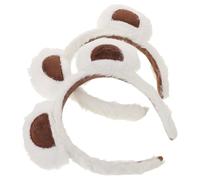 FRCOLOR 2 Stück-pack Bärenohren Haarreifen Weiches Plüschhaarband Elastisch für Damen und Mädchen Kosmetik Stirnband für Halloween Make Up und Gesichtswäsche