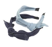 FRCOLOR 2 Stück-pack Damen Haarband Denim Breites Stirnband mit Großer Schleife Flexibel Soft Haarschmuck für Alltag und Party Mädchen