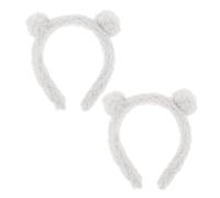 FRCOLOR 2 Stück pack Plüsch Bärenohren Haarreif Weiß Weiches Stirnband zum Gesichtwaschen und Party Bequemer Sitz Niedliches Cosplay Accessoire für Geburtstagsfeiern