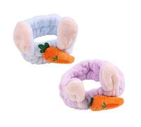 FRCOLOR 2 Stück Weiches Plüsch Haarband Mit Hasenohren Und Karotten Deko Elastisches Gesichtswasch Stirnband Für Spa Kosmetik Und Yoga