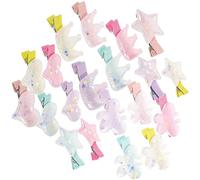 FRCOLOR 20 Stück Kinder Haarspangen Süße Haarschmuck für Mädchen Bunte Dekorative Clips Metall und Stoff für Geburtstage und Besondere Anlässe für Kleine Mädchen und Kleinkinder