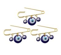 FRCOLOR 3 Stück Broschen mit Blauem Auge Emaille Anstecknadeln Goldfarbene Sicherheitsnadeln Hautfreundlich Modisches Schmuck für Damen Geschenkidee für Kleidung und Accessoires