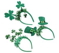 FRCOLOR 3 Stück St Patrick's Day Stirnbänder mit Lametta Kleeblatt Haarreifen Grün Universelle Größe Verstellbar Festlicher Kopfschmuck für Frauen und Mädchen bei Partys und Feiern