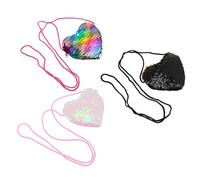 FRCOLOR 3 Stück Teiliges Herzförmiges Geldbörsen Stylische Geldbörse mit Lanyard Praktische Münztasche für Frauen Farbige Glitzerpurse für Anlässe Zufällige Farbe