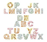 FRCOLOR Buchstabenaufnäher Einfach Anzubringen mit Floralem Muster Selbstklebende 26 aus Polyester ohne Nähen für Kleidung und Rucksäcke für Selbstgemacht Projekte und Geschenke