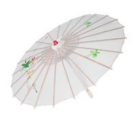 FRCOLOR Chinesischer Faltbarer Seiden Regenschirm 76cm Halbtransparent Weiß Tanz Requisite für Kinder Foto Deko Bühnenaufführung