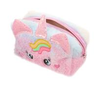 FRCOLOR Einhorn-kulturbeutel Aus Plüsch Reisetasche Für Damen Kosmetiktasche Zum Organisieren Süße Make-up-Tasche Mit Reißverschluss Für Reisen Und Alltag