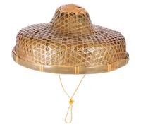 FRCOLOR Handgewebter Bambusgeflochtener Sonnenhut mit Regendichtem Design und Innenschale Orientaler Stil für Gartenarbeit und Festivalpartys Eleganter Trachtenhut