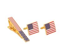 FRCOLOR Herren Legierung US Flagge Manschettenknöpfe und Krawattenklammer Satz mit 3d-design Moderner Stil für Festivals und Meetings Vielseitig und Edel