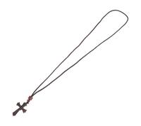 FRCOLOR Holzkreuz Anhänger Halskette Christliche Gebetskette Unisex Schwarzes Holz Hypoallergen Spiritueller Schmuck für Taufe und Alltag