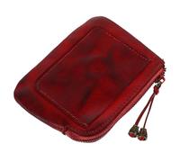 FRCOLOR Mini Geldbeutel Mit Münzfach Aus Rindsleder Kleingeldbörse Für Damen Retro-Design Tragbar Platz Für Münzen Scheine Fahrkarten